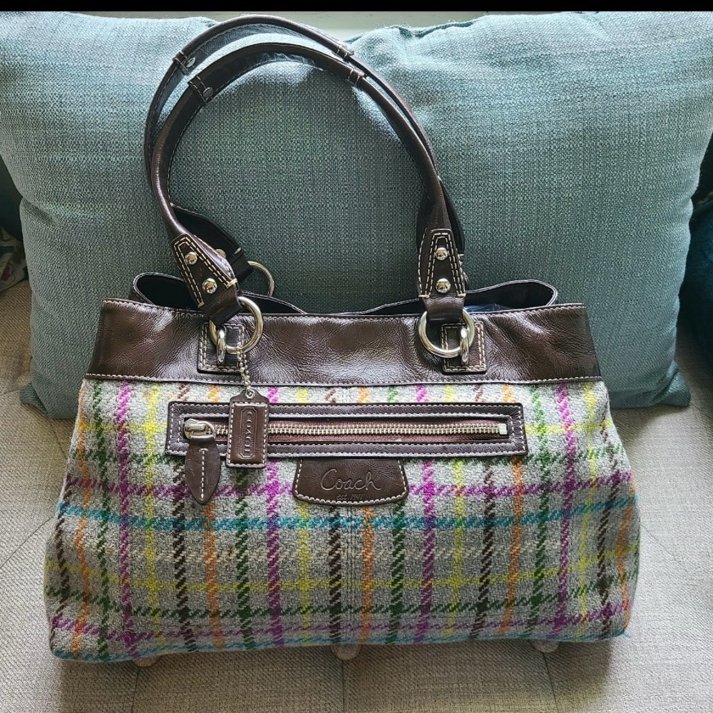 Coach Plaid Wool Penelope Tattersall Satchel